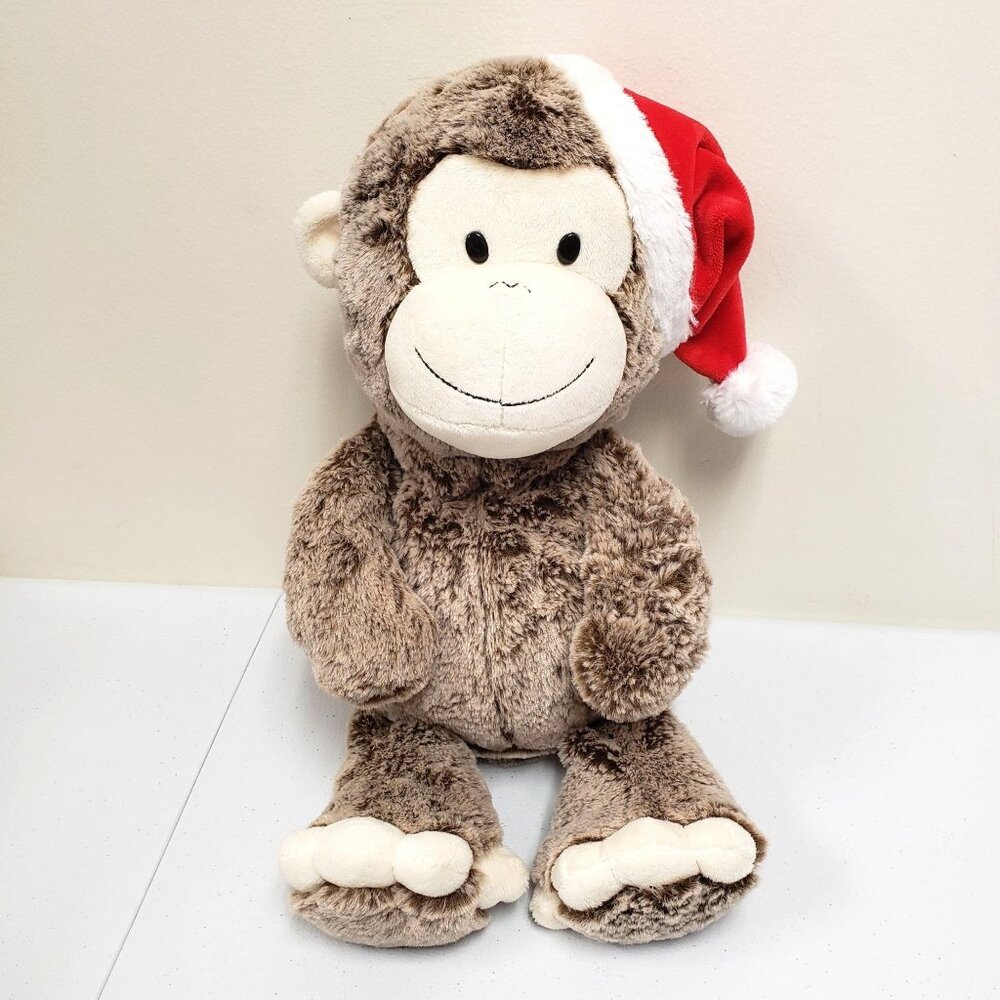 Animal Adventure 17" Christmas Holiday Monkey Santa Hat Stuffed Animal Plush